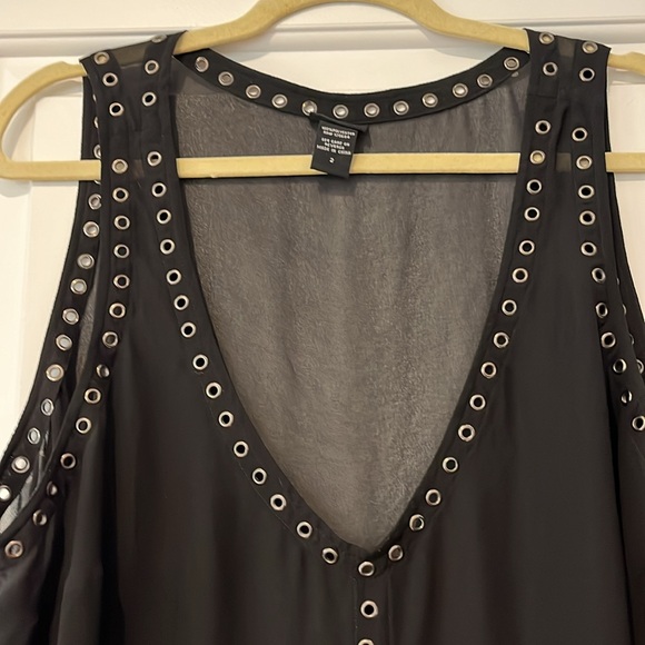 Sheer torrid Long Tank Top Black with Silver Rivets Size 2 gently used - Picture 2 of 4